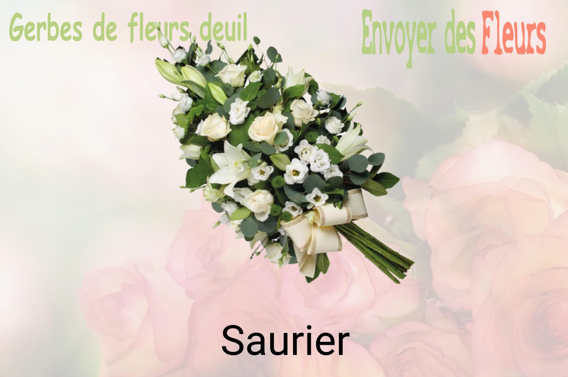 Gerbe de fleurs de deuil livrée à Saurier
